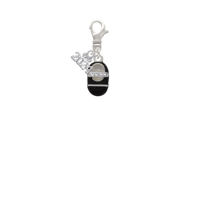 Delight Jewelry Silvertone Baby Shoe with Crystal Strap Clip on Charm with Year 2024 Image 2