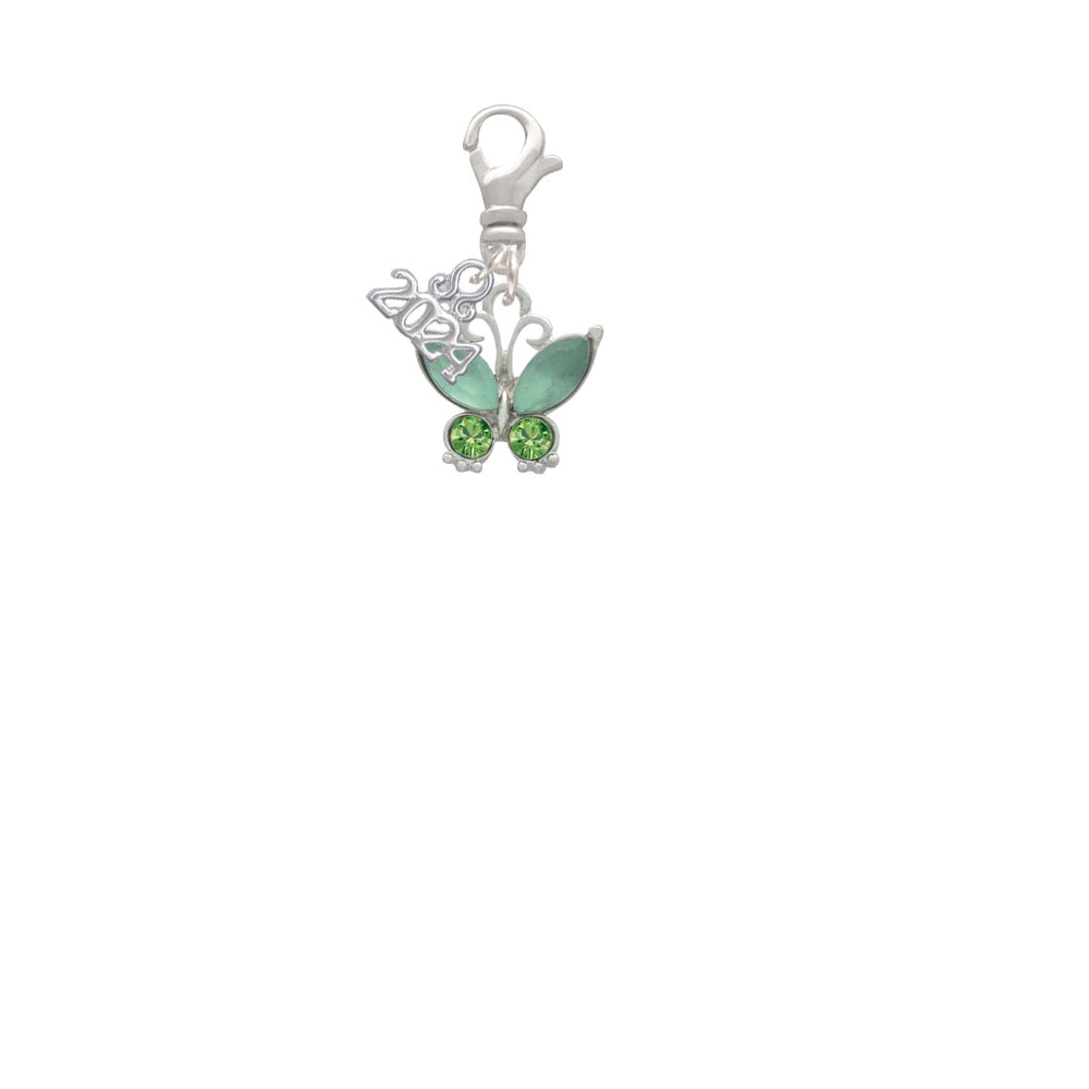 Delight Jewelry Silvertone Butterfly with Green Wings Clip on Charm with Year 2024 Image 2