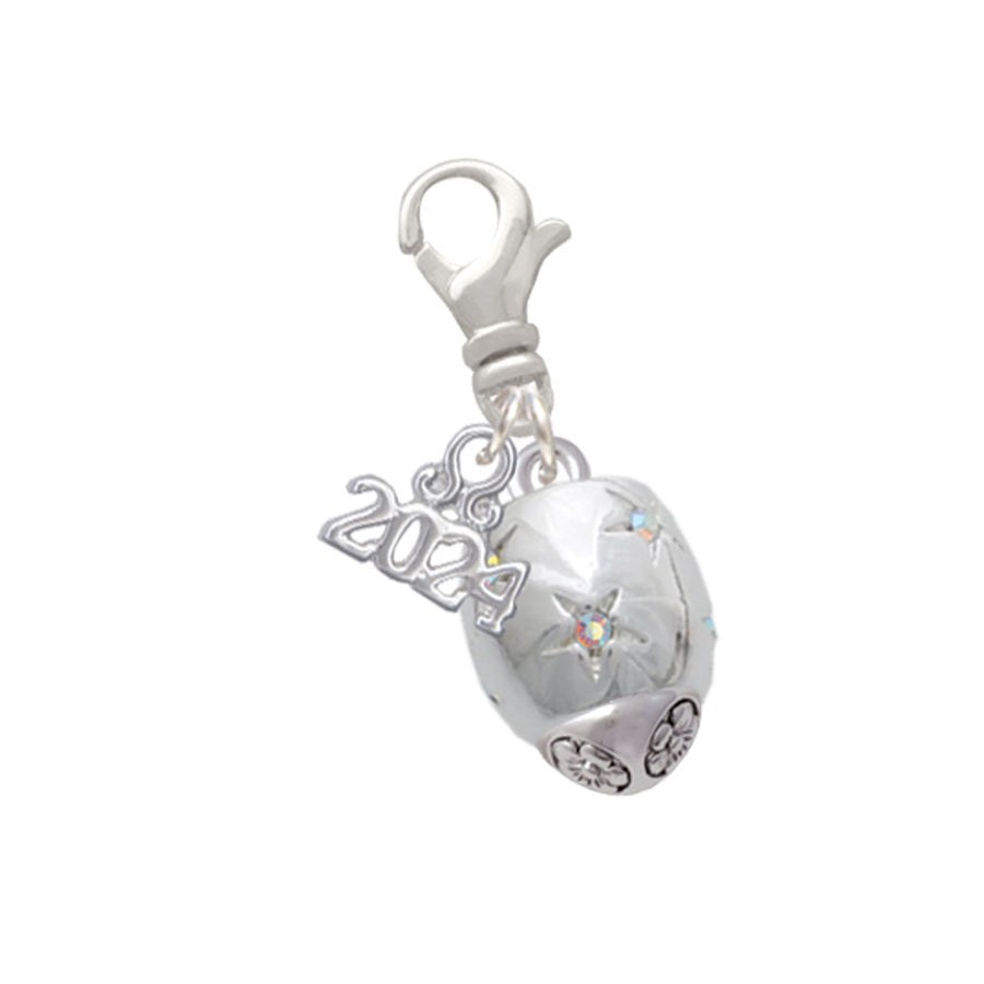Delight Jewelry Barrel with AB Clear Crystal Stars Spinner Clip on Charm with Year 2024 Image 1