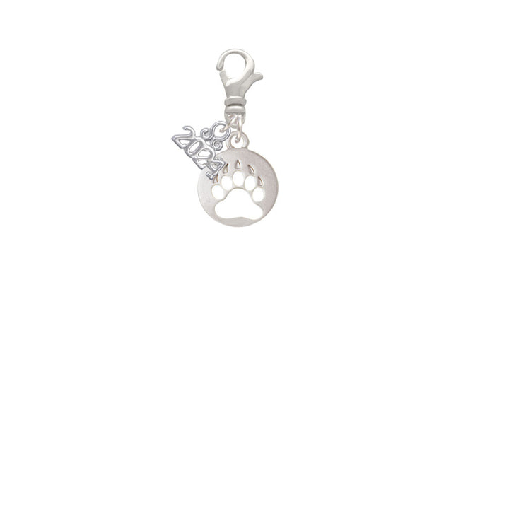 Delight Jewelry Bear Paw Silhouette Clip on Charm with Year 2024 Image 2