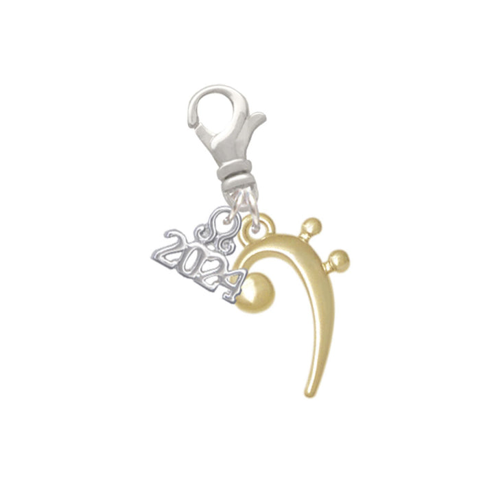 Delight Jewelry Plated Bass Clef Clip on Charm with Year 2024 Image 4