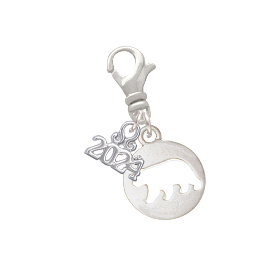 Delight Jewelry Bear Silhouette Clip on Charm with Year 2024 Image 1