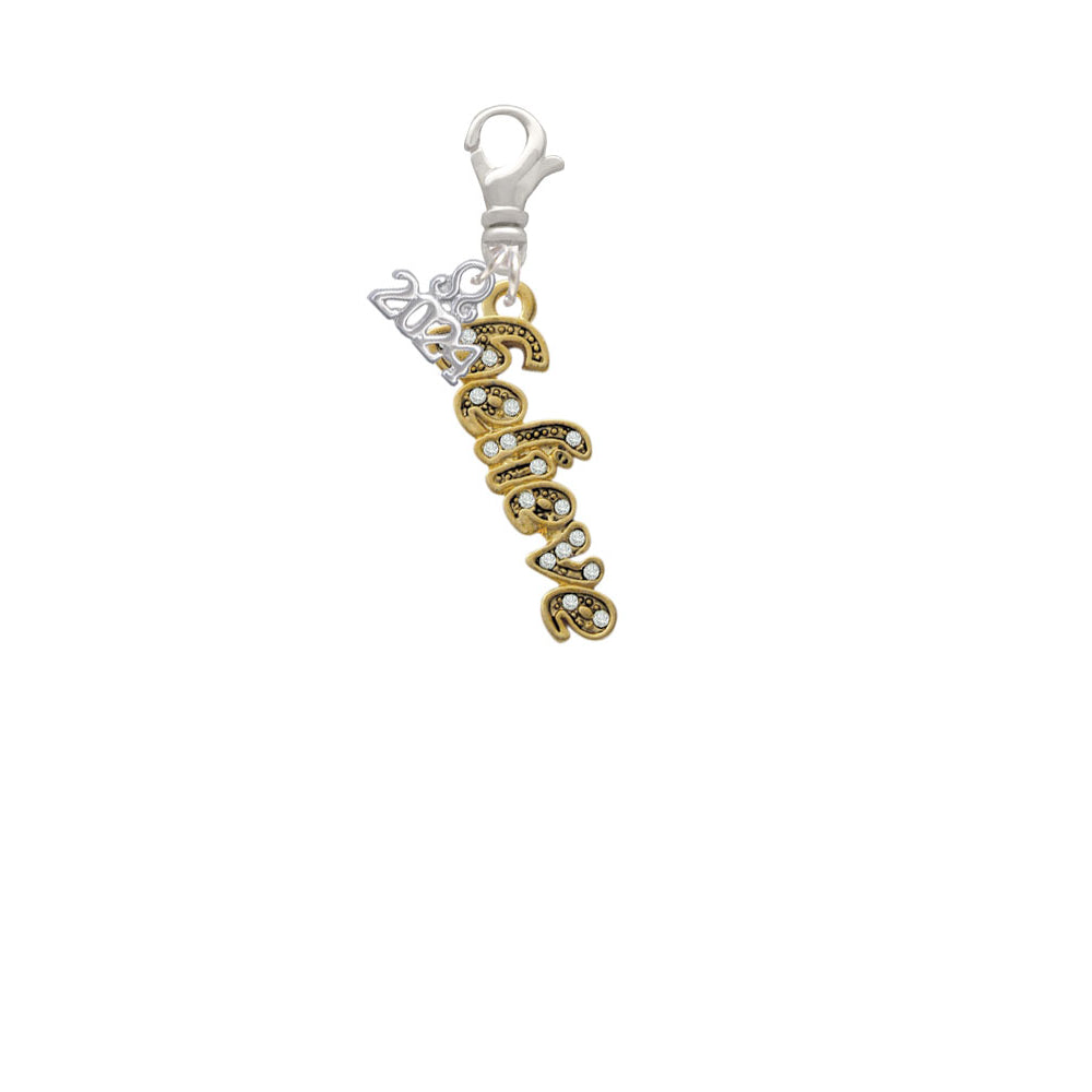 Delight Jewelry Crystal Script Believe Clip on Charm with Year 2024 Image 2