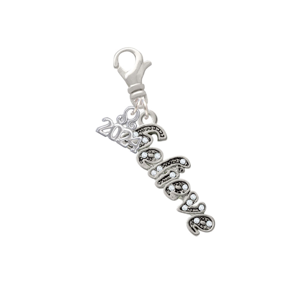 Delight Jewelry Crystal Script Believe Clip on Charm with Year 2024 Image 4