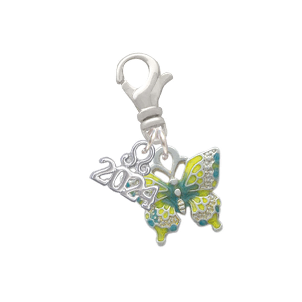 Delight Jewelry Silvertone Small Enamel Butterfly Clip on Charm with Year 2024 Image 4