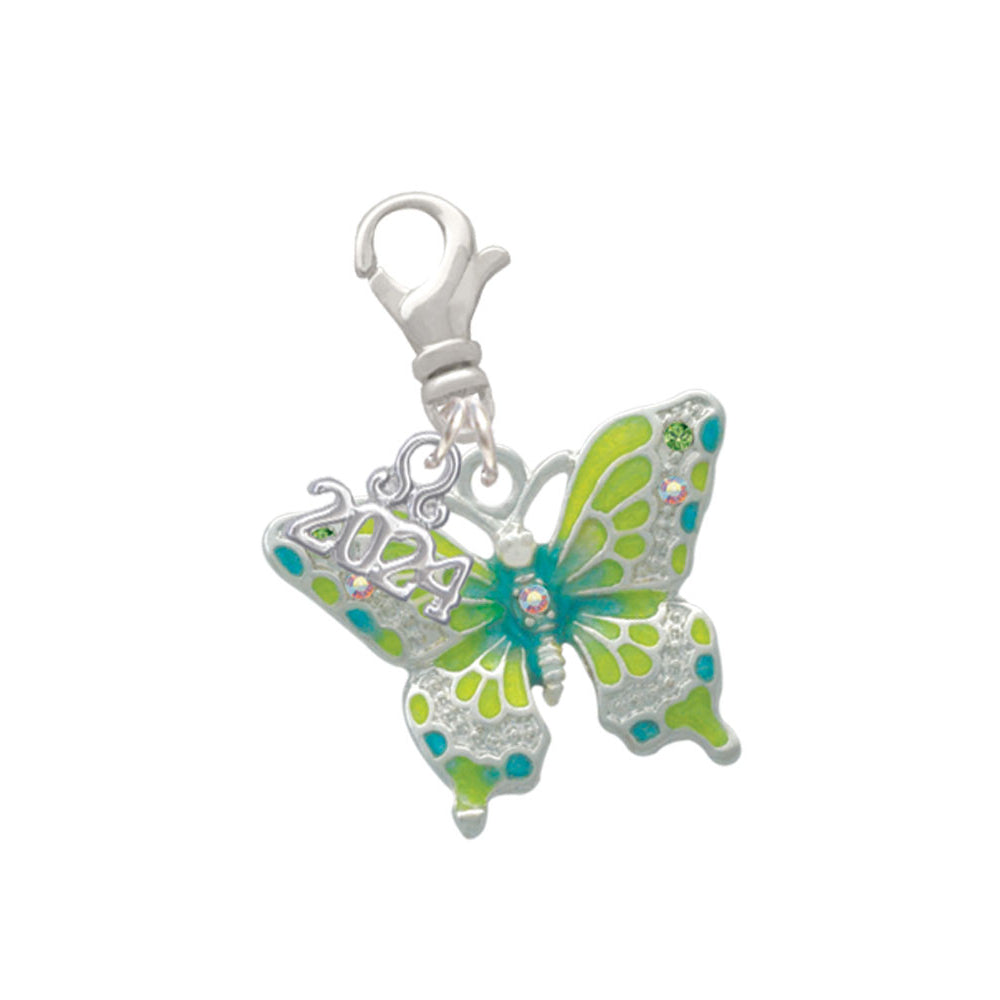 Delight Jewelry Silvertone Large Butterfly Clip on Charm with Year 2024 Image 4