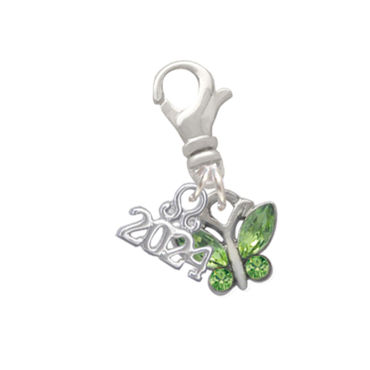 Delight Jewelry Silvertone Mini Butterfly with Wings and Crystals Clip on Charm with Year 2024 Image 6