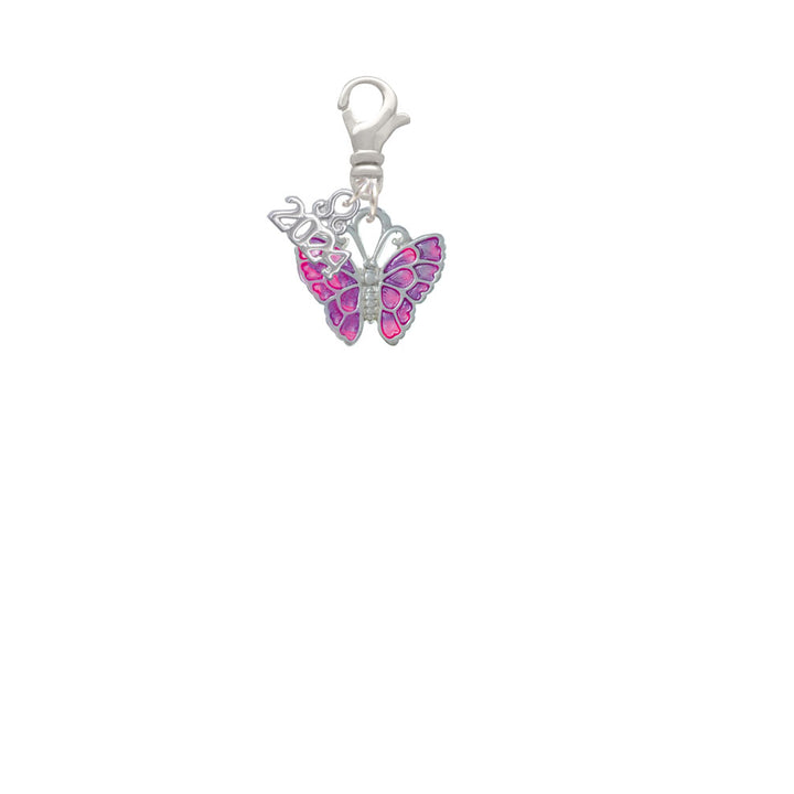 Delight Jewelry Silvertone Enamel Butterfly Clip on Charm with Year 2024 Image 2