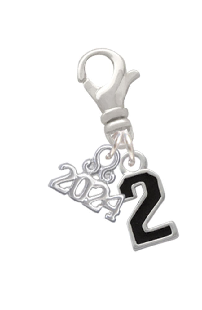 Delight Jewelry Silvertone Black Number Clip on Charm with Year 2024 Image 1