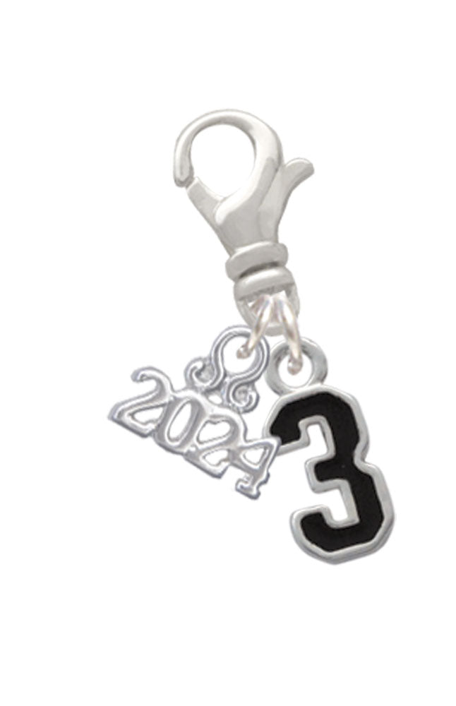 Delight Jewelry Silvertone Black Number Clip on Charm with Year 2024 Image 3