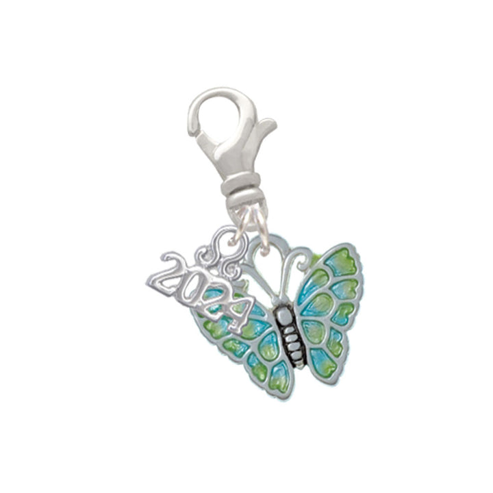 Delight Jewelry Silvertone Enamel Butterfly Clip on Charm with Year 2024 Image 4