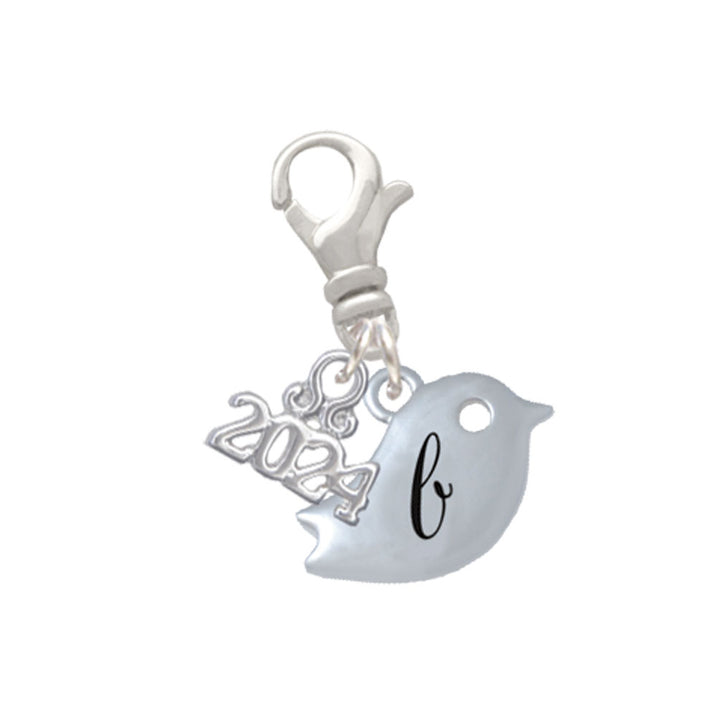 Delight Jewelry Silvertone Little Bird Initial - Clip on Charm with Year 2024 Image 2