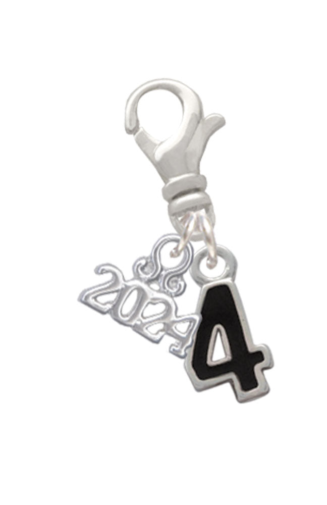 Delight Jewelry Silvertone Black Number Clip on Charm with Year 2024 Image 4