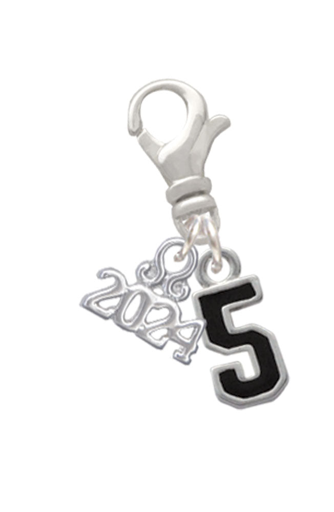 Delight Jewelry Silvertone Black Number Clip on Charm with Year 2024 Image 4