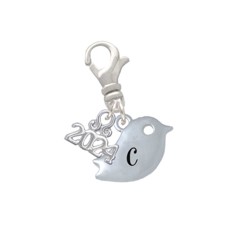 Delight Jewelry Silvertone Little Bird Initial - Clip on Charm with Year 2024 Image 3