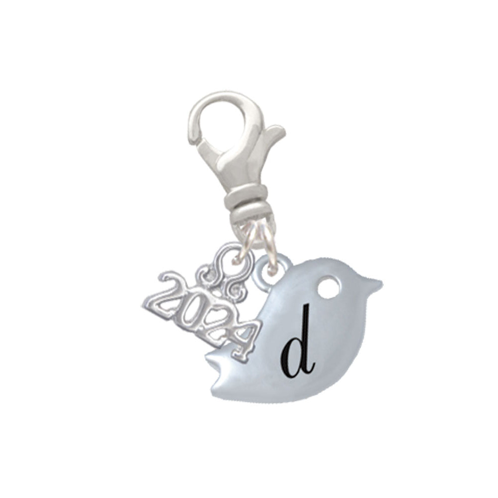 Delight Jewelry Silvertone Little Bird Initial - Clip on Charm with Year 2024 Image 4