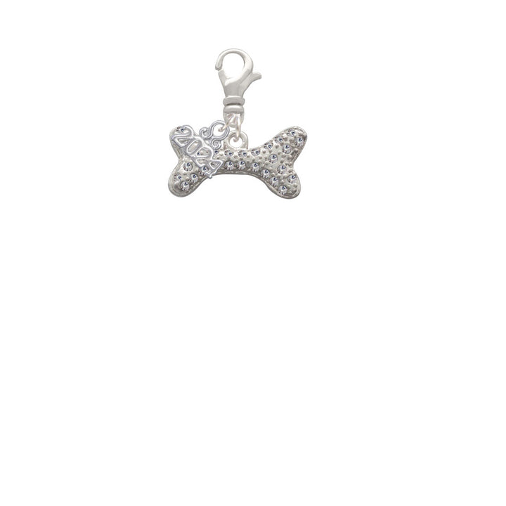 Delight Jewelry Silvertone Large Crystal Dog Bone Clip on Charm with Year 2024 Image 2