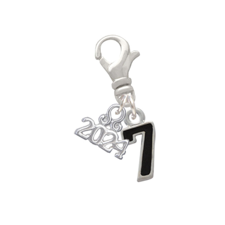 Delight Jewelry Silvertone Black Number Clip on Charm with Year 2024 Image 7