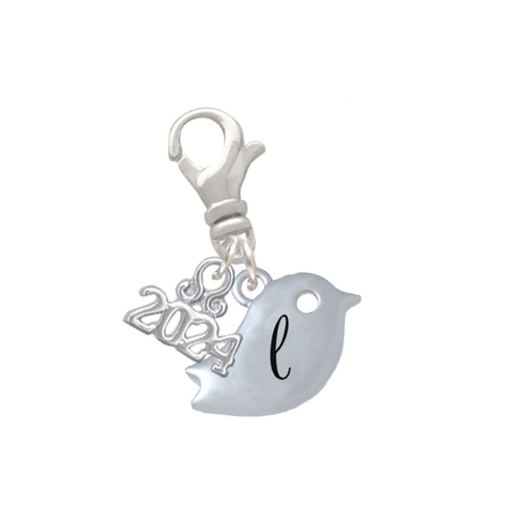 Delight Jewelry Silvertone Little Bird Initial - Clip on Charm with Year 2024 Image 1