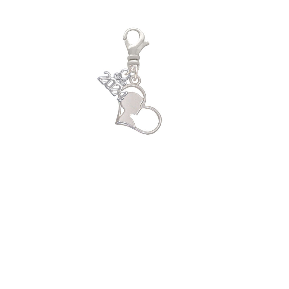Delight Jewelry Boy Silhouette in Heart Clip on Charm with Year 2024 Image 2