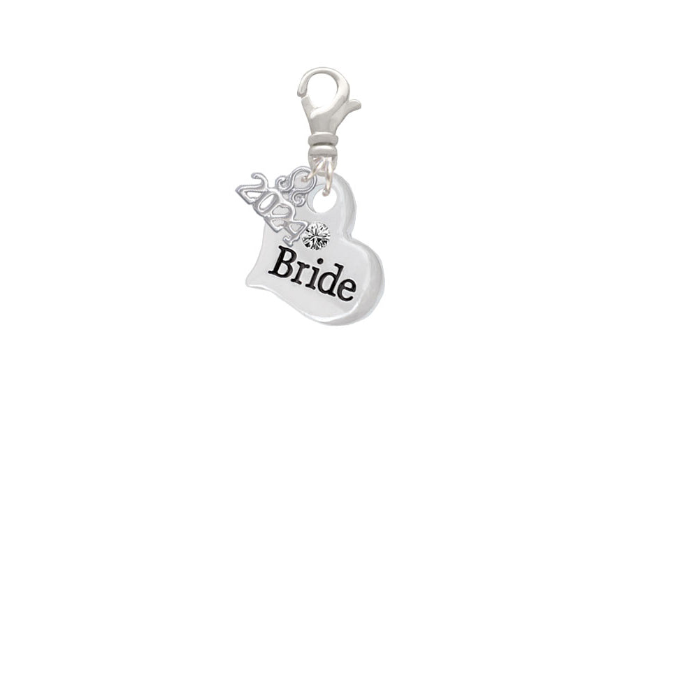 Delight Jewelry Silvertone Large Bridal Heart Clip on Charm with Year 2024 Image 2