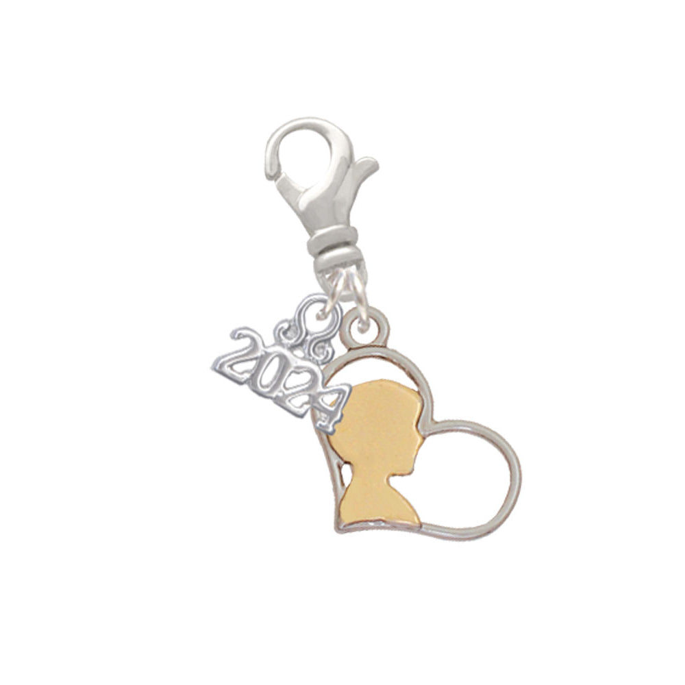 Delight Jewelry Boy Silhouette in Heart Clip on Charm with Year 2024 Image 4