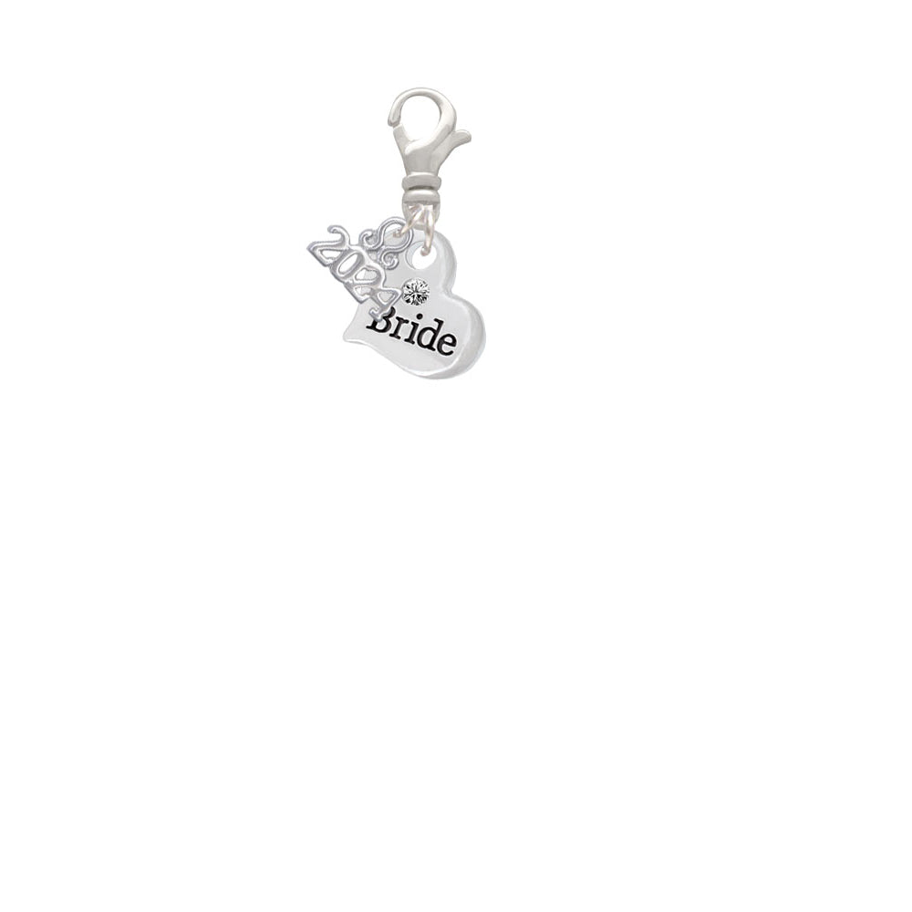 Delight Jewelry Silvertone Small Bridal Heart Clip on Charm with Year 2024 Image 2