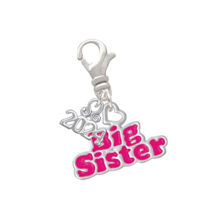 Delight Jewelry Silvertone Big Sister with Heart Clip on Charm with Year 2024 Image 1