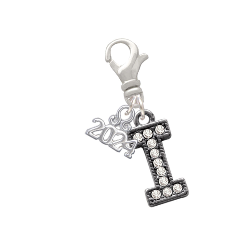 Delight Jewelry Black Nickeltone Crystal Initial - Beaded Border - Clip on Charm with Year 2024 Image 9