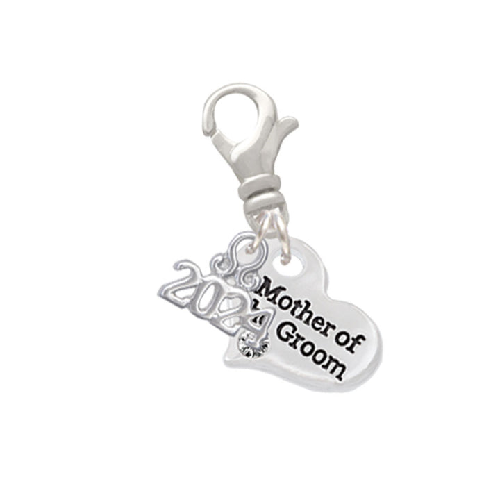 Delight Jewelry Silvertone Small Bridal Heart Clip on Charm with Year 2024 Image 9