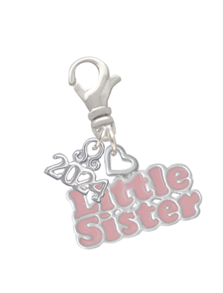 Delight Jewelry Little Sister with Heart Clip on Charm with Year 2024 Image 1
