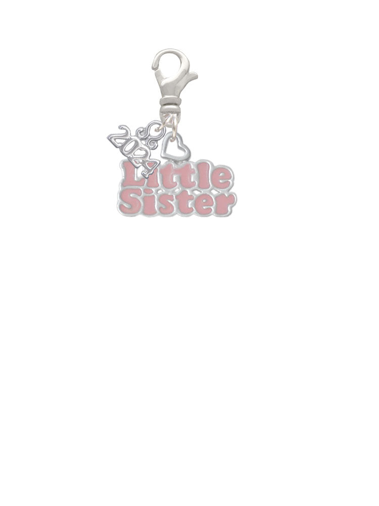 Delight Jewelry Little Sister with Heart Clip on Charm with Year 2024 Image 2