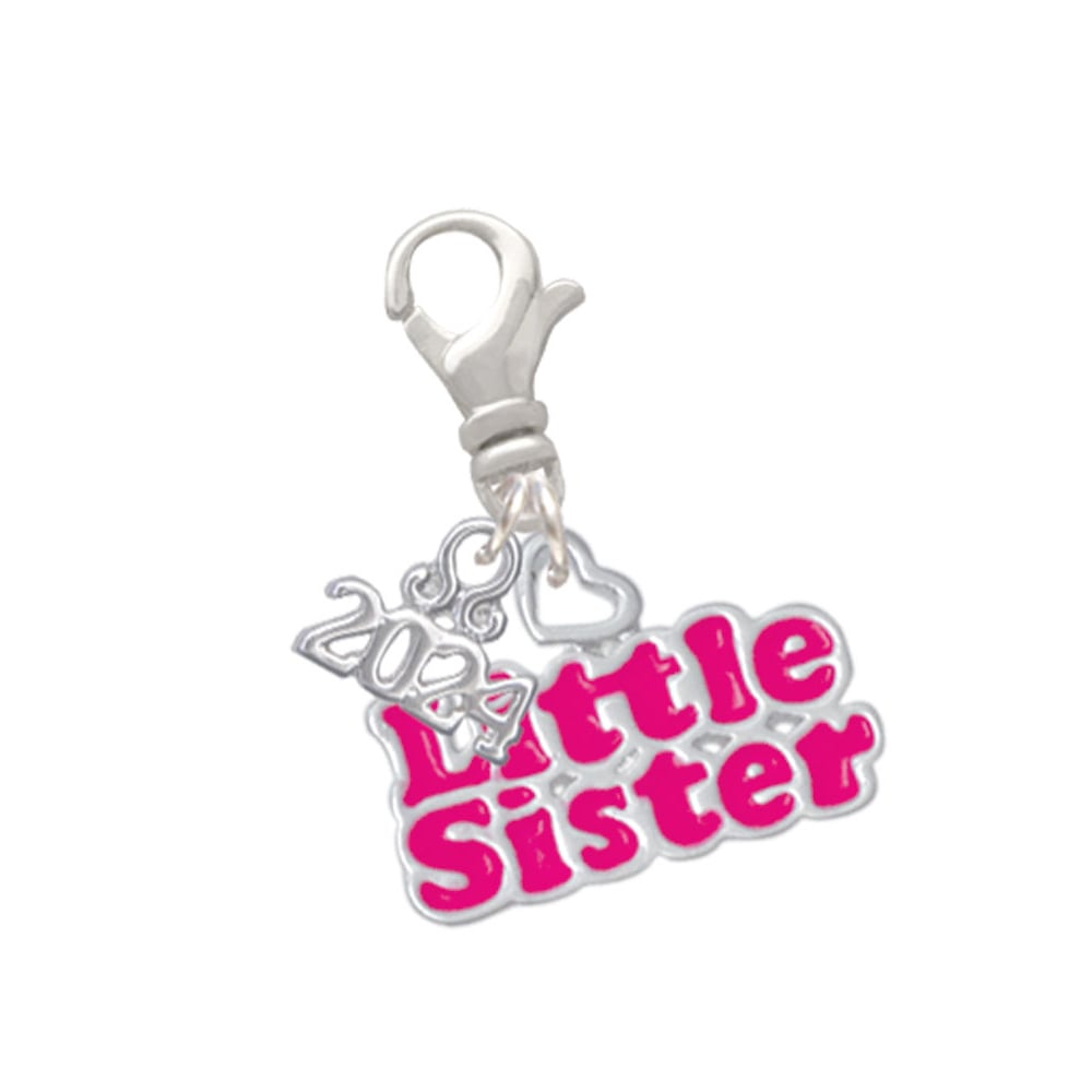 Delight Jewelry Little Sister with Heart Clip on Charm with Year 2024 Image 1