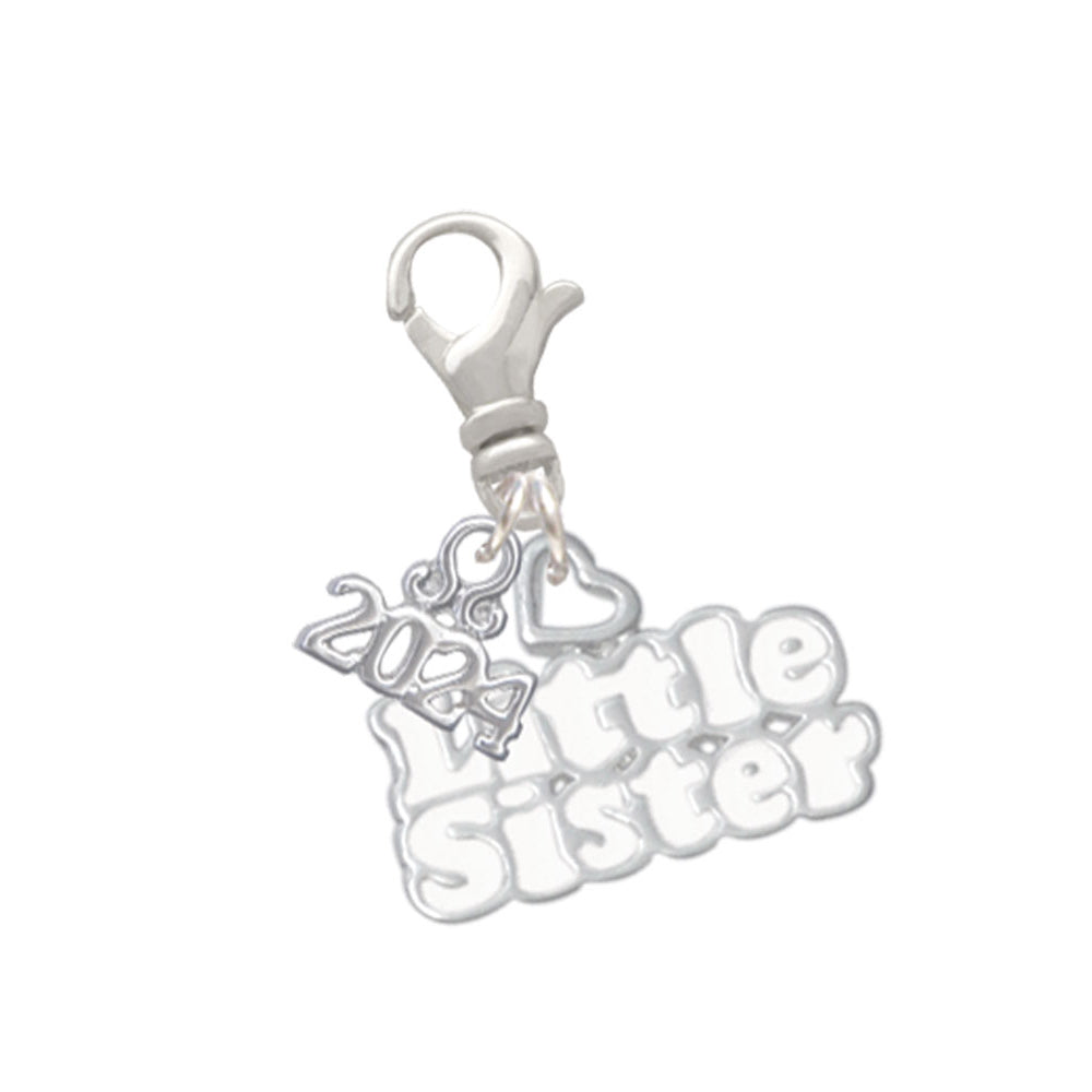 Delight Jewelry Little Sister with Heart Clip on Charm with Year 2024 Image 7