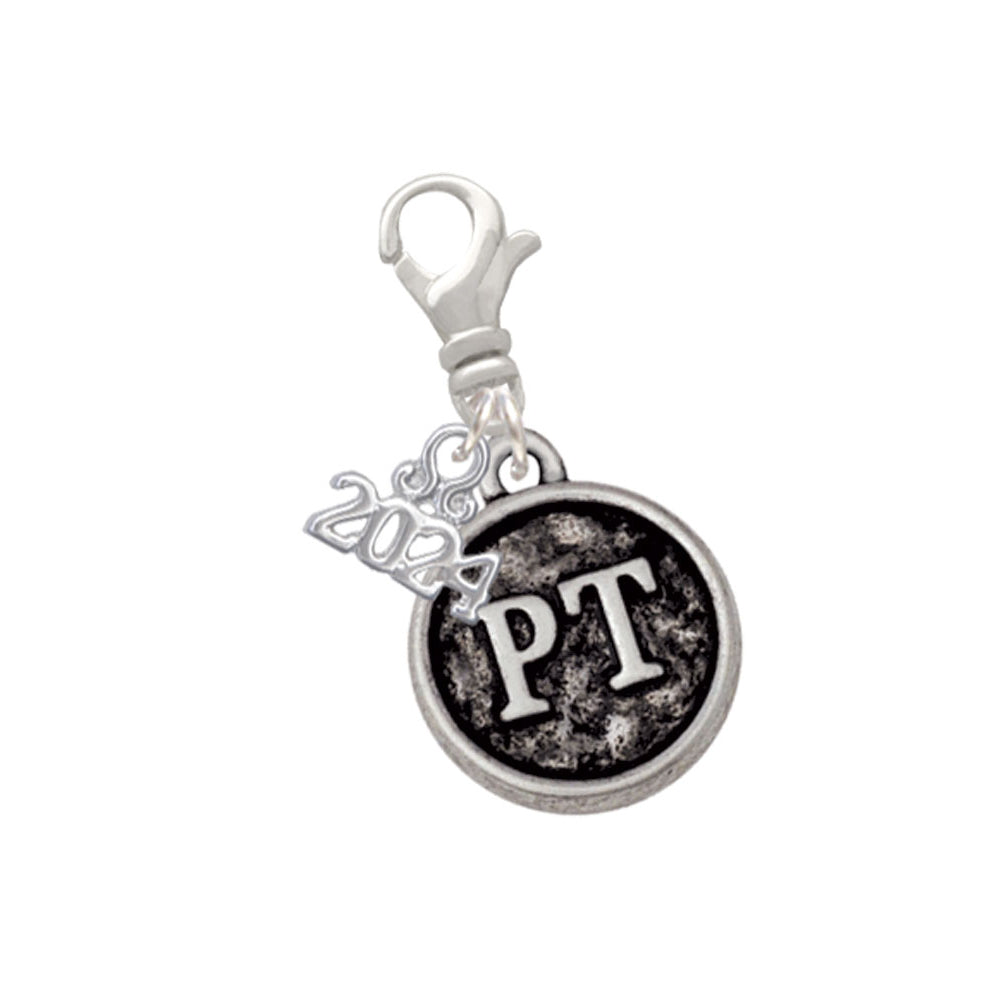 Delight Jewelry Silvertone Physical Therapist Caduceus Seal - Clip on Charm with Year 2024 Image 1