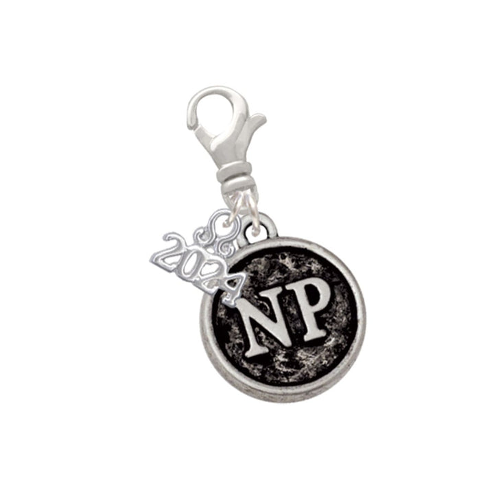 Delight Jewelry Silvertone Nurse Caduceus Seal Clip on Charm with Year 2024 Image 1