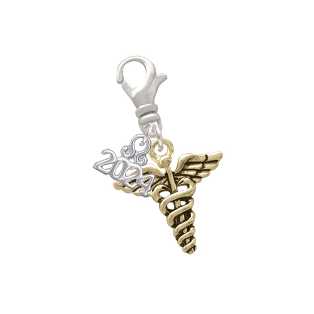 Delight Jewelry Caduceus Clip on Charm with Year 2024 Image 4
