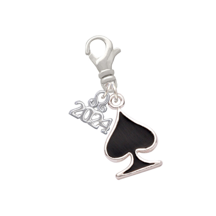 Delight Jewelry Silvertone Enamel Card Suit -Clip on Charm with Year 2024 Image 1