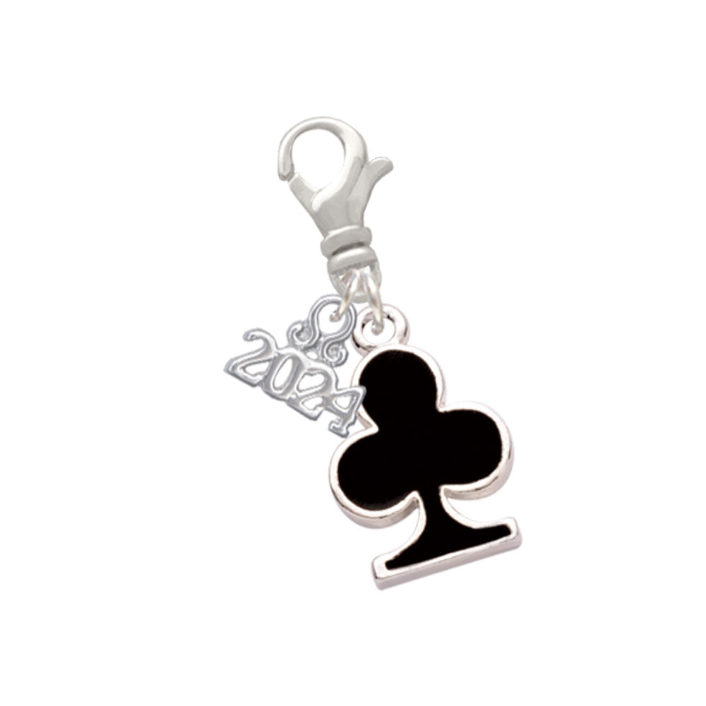 Delight Jewelry Silvertone Enamel Card Suit -Clip on Charm with Year 2024 Image 4