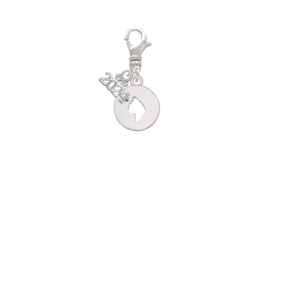 Delight Jewelry Cat Head Silhouette Clip on Charm with Year 2024 Image 2