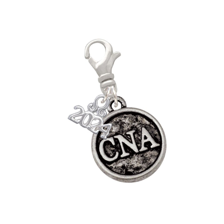 Delight Jewelry Silvertone Nurse Caduceus Seal Clip on Charm with Year 2024 Image 1