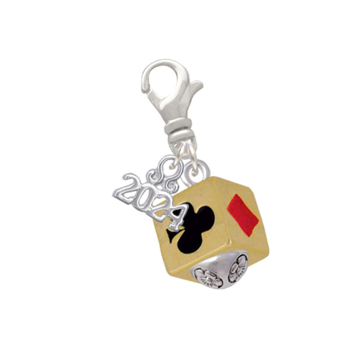 Delight Jewelry Card Suits Square Spinner Clip on Charm with Year 2024 Image 1