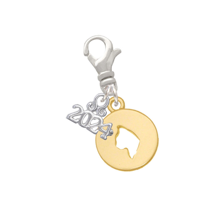 Delight Jewelry Cat Head Silhouette Clip on Charm with Year 2024 Image 1
