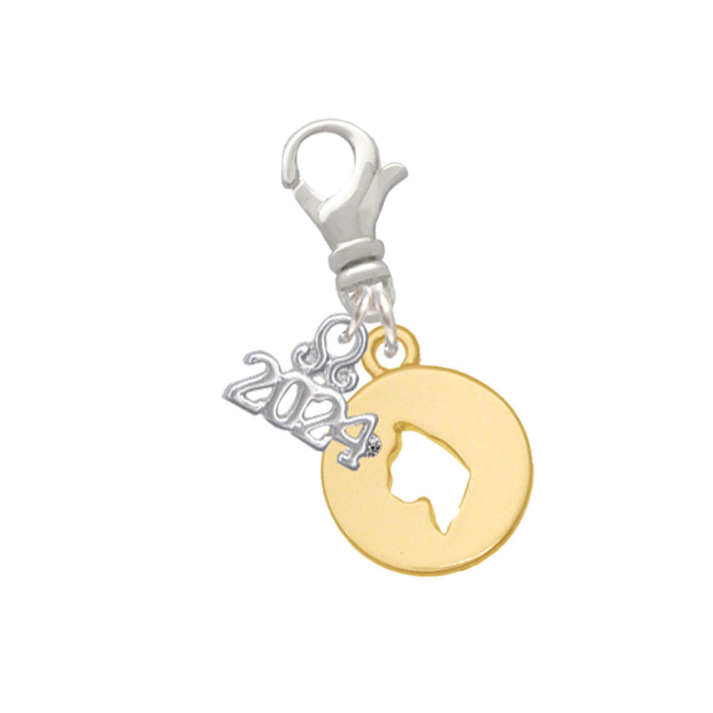 Delight Jewelry Cat Head Silhouette Clip on Charm with Year 2024 Image 4