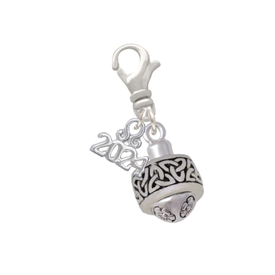 Delight Jewelry Plated Celtic Knot Trinity Band Spinner Clip on Charm with Year 2024 Image 1