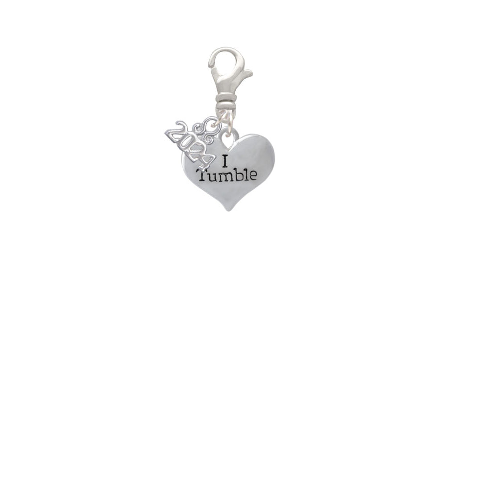 Delight Jewelry Silvertone Cheer Message Heart Clip on Charm with Year 2024 Image 2