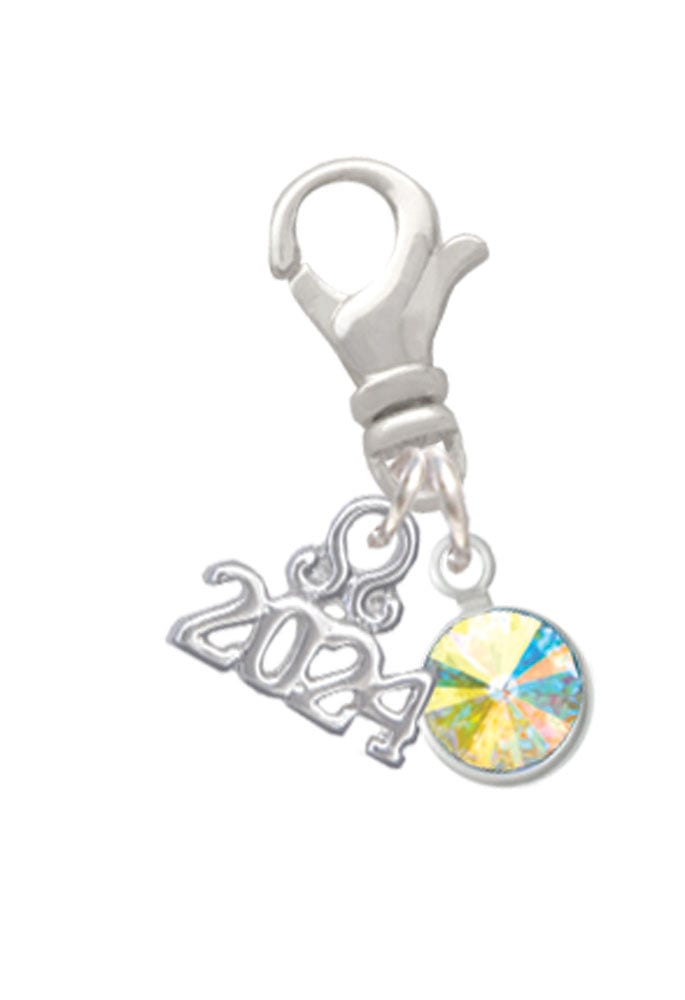Delight Jewelry Crystal Channel Drop Clip on Charm with Year 2024 Image 1