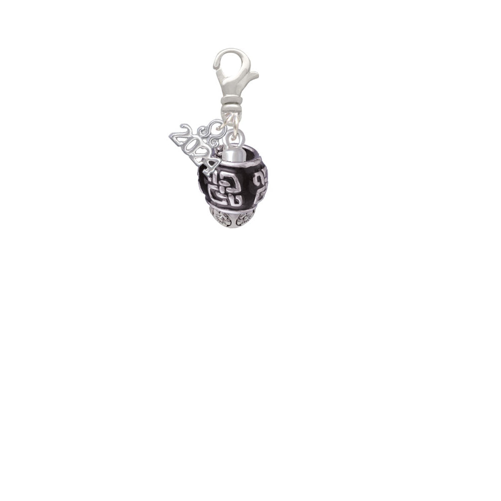 Delight Jewelry Chinese Pattern on Black Spinner Clip on Charm with Year 2024 Image 2