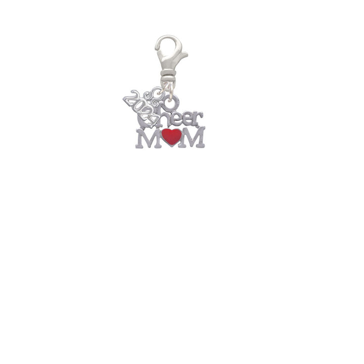 Delight Jewelry Silvertone Cheer Mom with Heart Clip on Charm with Year 2024 Image 2