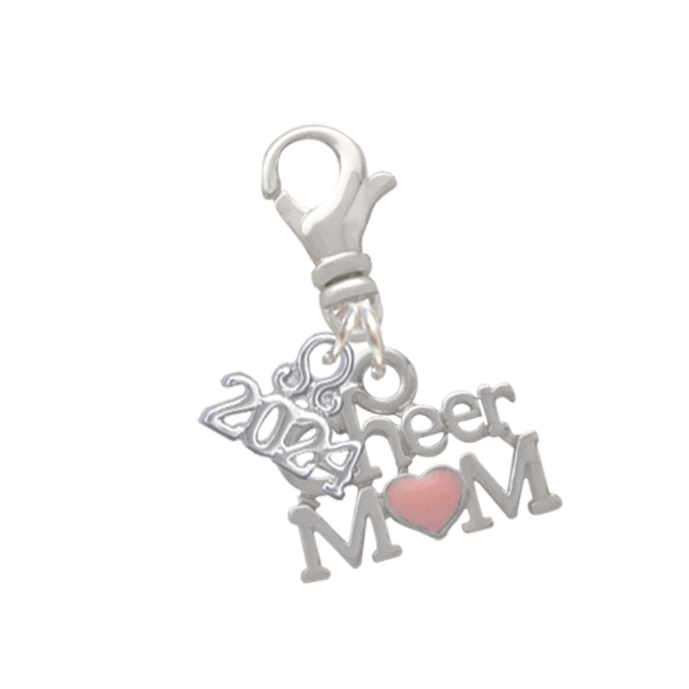 Delight Jewelry Silvertone Cheer Mom with Heart Clip on Charm with Year 2024 Image 4